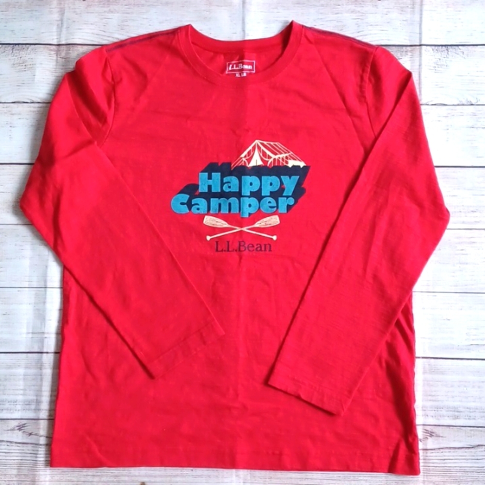L.L Bean "Happy Camper" long sleeve. Boys size 18. Red.